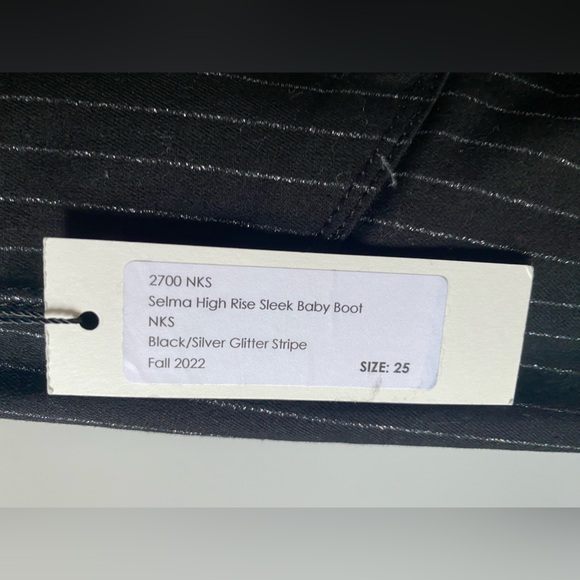 L'AGENCE Selma High Rise Sleek Baby Boot Trousers Black/Silver Glitter Stripe 25 - Picture 8 of 9